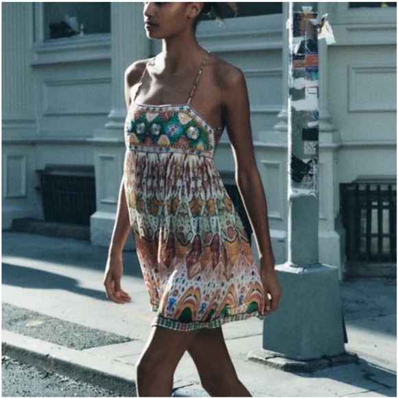 ZARA WOMAN STRAPY EMBROIDERED SHORT DRESS. Size M - Picture 5 of 12